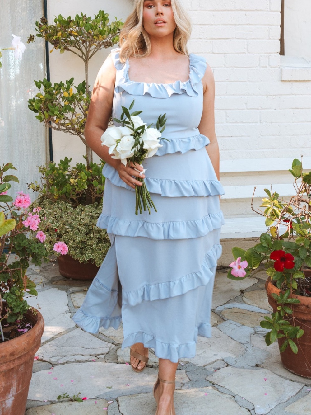 Show Me Your MuMu Greta Dress in Steel Blue Stretch - Picture 4 of 7